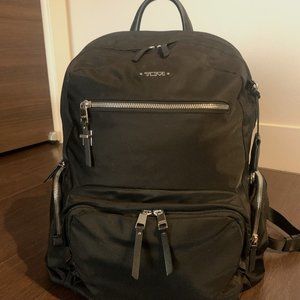 Tumi Women's Black Nylon Voyageur Tech Backpack, Silver Fittings